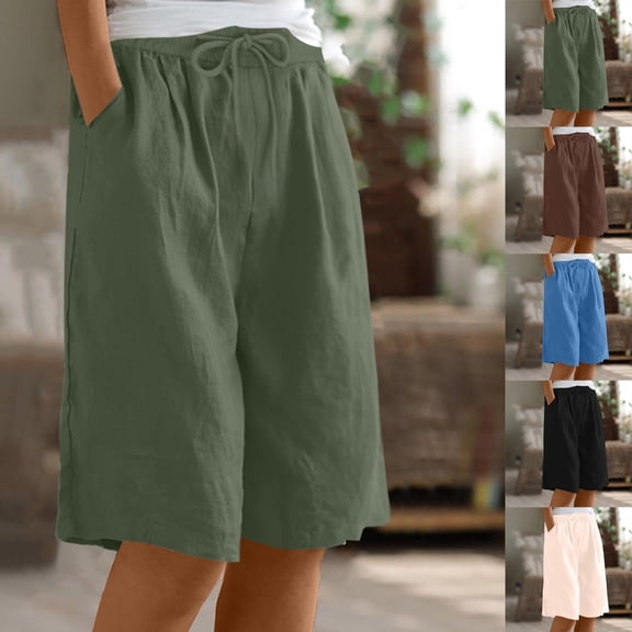 Kmdttou Capri Yoga Pants with Pockets for Women Capri Flared Pants High Waist Solid Color Shorts Casual Shorts Capris