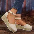 thumbnail image 4 of Closed Toe Espadrilles for Women Platform Wedge Sandals Comfortable Suede Ankle Strap Dressy Wedges Heels White Size 7.5, 4 of 7
