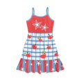 thumbnail image 3 of Uourmeti American Flag Print Girl Dresses 7-8Y Summer Spaghetti Strap Midi Dress for Patriotic Kids Skater Lightweight Soft A Line Knee Length Swing Tiered Sundress, 3 of 6