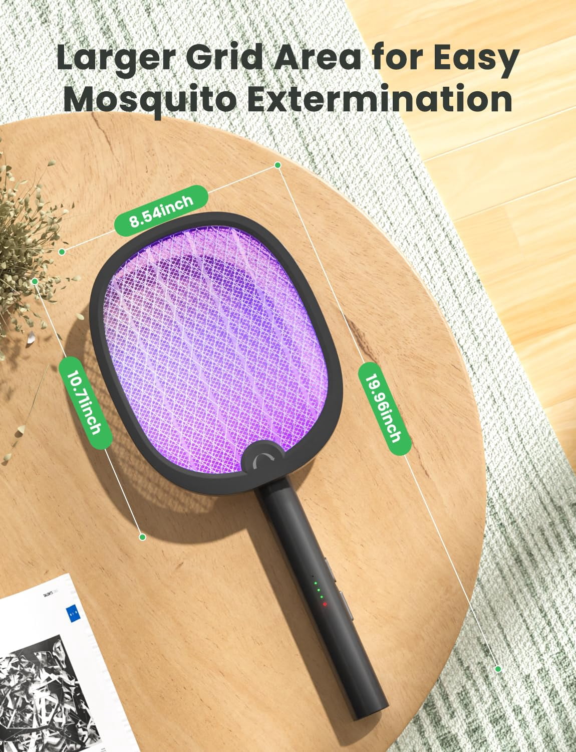 Electric Fly Swatter Foldable Zapper Racket 2 In 1 Mosquito Killer With Attractant Light Rechargeable 1800mah For Indoor Home Backyard Patio Camping