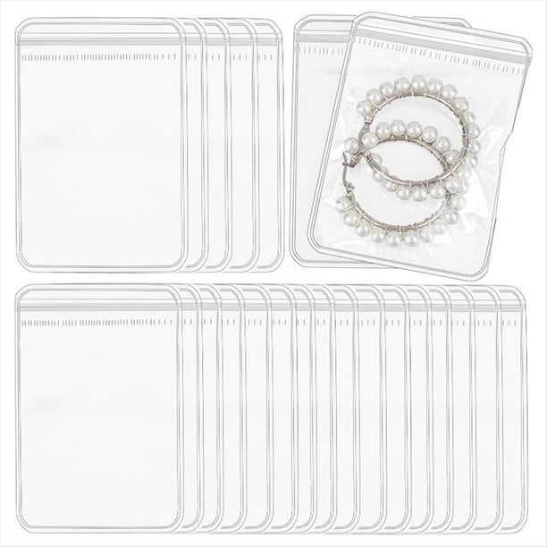 100 Bolsas de Joyería de PVC de 2,8 X 4 Pulgadas, Bolsas de Plástico Transparente para Joyería, Bolsa Ziplock Autosellada, Organizador, Bolsa Antideslustre