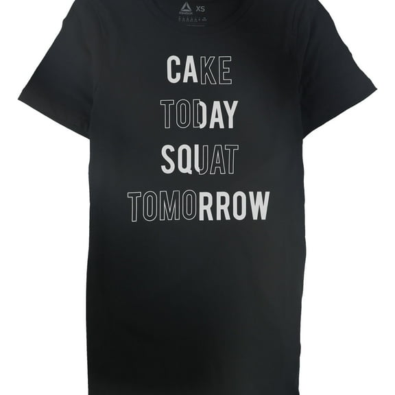 Reebok Womens Cake Today Graphic T-Shirt, Black, X-Small