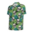 thumbnail image 2 of Balery Skull and Palm Leaves Printed Men’s Short Sleeve Polo Shirt, Midweight Men's Shirt,Golf Polo shirts -3X-Large, 2 of 9