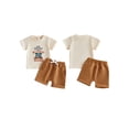thumbnail image 2 of BemeyourBBs Western Baby Boy Summer Clothes Cowboy My First Rodeo Outfit Letter Boots Cowgirl Hat Embroidered Short Sleeve T Shirt Tops and Shorts Set, 2 of 8