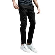 Matchstick Men's Flat Front Cotton Slim Fit Stretch Casual Chino Pants for Work Jogger Training