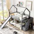 thumbnail image 3 of Twin Over Bunk Bed With Convertible Slide And Storage - Gray Entertainment & Charm, 3 of 6