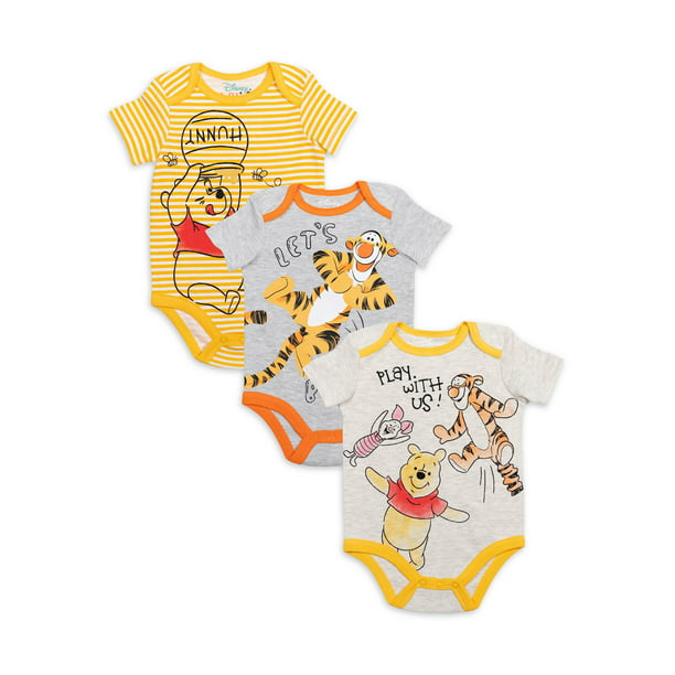 Disney Winnie the Pooh Baby Boy Short Sleeve Bodysuits, 3 pack, Sizes 0 ...