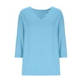thumbnail image 4 of Babysbule Women's Scalloped V Neck 3/4 Sleeve T Shirt, Casual Loose Solid Blouse for Daily All Season Wear, 4 of 6
