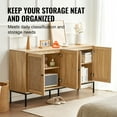 thumbnail image 3 of VEVOR Accent Cabinet, Rattan Storage Cabinet with 4 Magnetic Doors and Adjustable Shelves, Sideboard Buffet Cabinet for Hallway, Entryway, Living Room, or Kitchen, Natural, 3 of 9