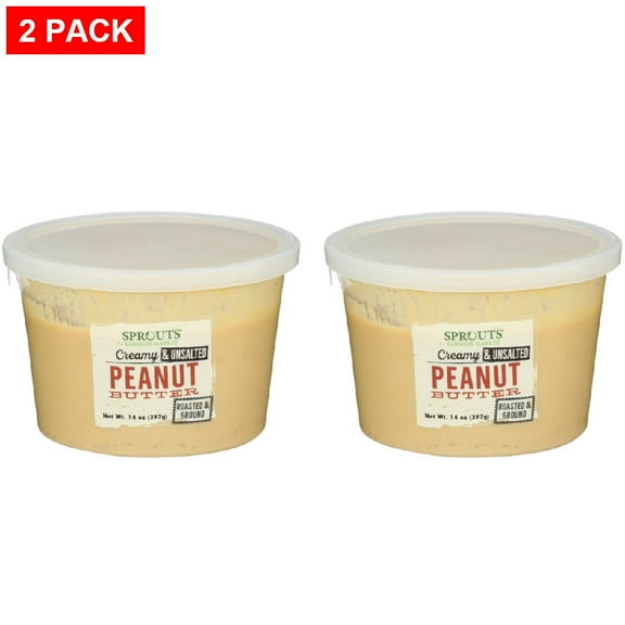 Sprouts Creamy Unsalted Peanut Butter 14 oz (Pack of 2)