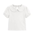 thumbnail image 4 of Kinrui Girls Peter Pan Collar T-Shirt Puff Short Sleeve Summer Tops Back to School Cute Tees 0-9 Years, 4 of 9