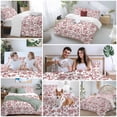 thumbnail image 5 of 3 Piece Red Boho Flower Duvet Cover Set Queen Size, Microfiber Comforter/Quilt Cover with Corner Ties and 2 Pillowcases, Vintage Paisley Farmhouse Pattern All Season Soft Bedding with Zipper Closure, 5 of 8