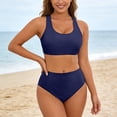 thumbnail image 3 of Two Piece Swimsuit for Women Solid Color Back Tankini Womens Swimsuits Bikini Bathing With Adjustable Ties, 3 of 6