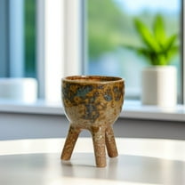 WASHWEPE Succulent Flower Pot Ceramic Light Brown 1Pack for Office