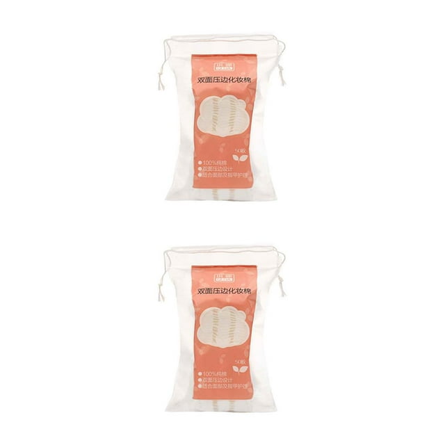 VONKY 50 Pieces Makeup Pads Soft Cotton Cosmetics Foundation Eyeshadow Remover Home Salon Drawstring Holder Remove Tool 6 * 5cm 2Set