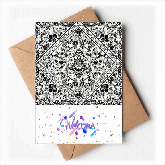Modèle d'Illustration de Répétition baroque Bienvenue Retour Cartes de Voeux Enveloppes Vierges