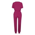 thumbnail image 5 of Scyoekwg Two Piece Outfits for Women Short Sleeve Round Neck Drawstring Tops Jogger Pants Casual Trendy Tracksuit Loose Sweatsuits Sets Solid Color Outfits (Hot Pink,M), 5 of 5