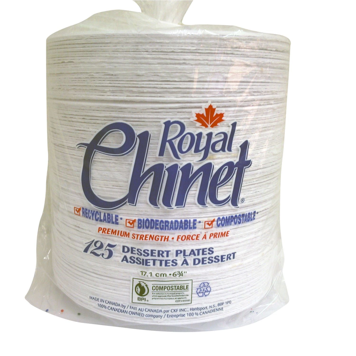 Assiette à dîner de 6,75 po de Royal Chinet 125 pièces