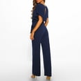 thumbnail image 4 of Fesfesfes Dressy Jumpsuit for Women Short Sleeve Round Neck Playsuit Clubwear Straight Leg Solid Color Jumpsuit With Belt, 4 of 9
