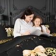 thumbnail image 4 of meiyoeat Gold Sparkle Monogram R Twin Comforter Sets,Leopard Glitter Bow Initial Print Bedding Set For Girl,Black Reversible,2pcs,1 Comforter and 1 Pillowcase, 4 of 7
