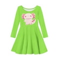 thumbnail image 4 of DISNIMO Green Axolotl Dress Girls 3-4 Years Old Sun Dress Girls Long Sleeve Holiday Dress Children Girls Dresses Fall Photos Dress Girls Casual Midi Dress Kids Winter Dresses Girl Soft Dresses, 4 of 6