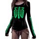 thumbnail image 1 of De Camiseta de manga larga de esqueleto de Halloween para mujer, diseño que brilla en la oscuridad con caja torácica y huesos de los brazos, perfecta para fiestas de disfraces, 1 of 5
