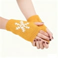 thumbnail image 1 of Casual Snowflake Print Knitted Fingerless Mittens For Winter Warmth And Fashion Comfort, 1 of 3
