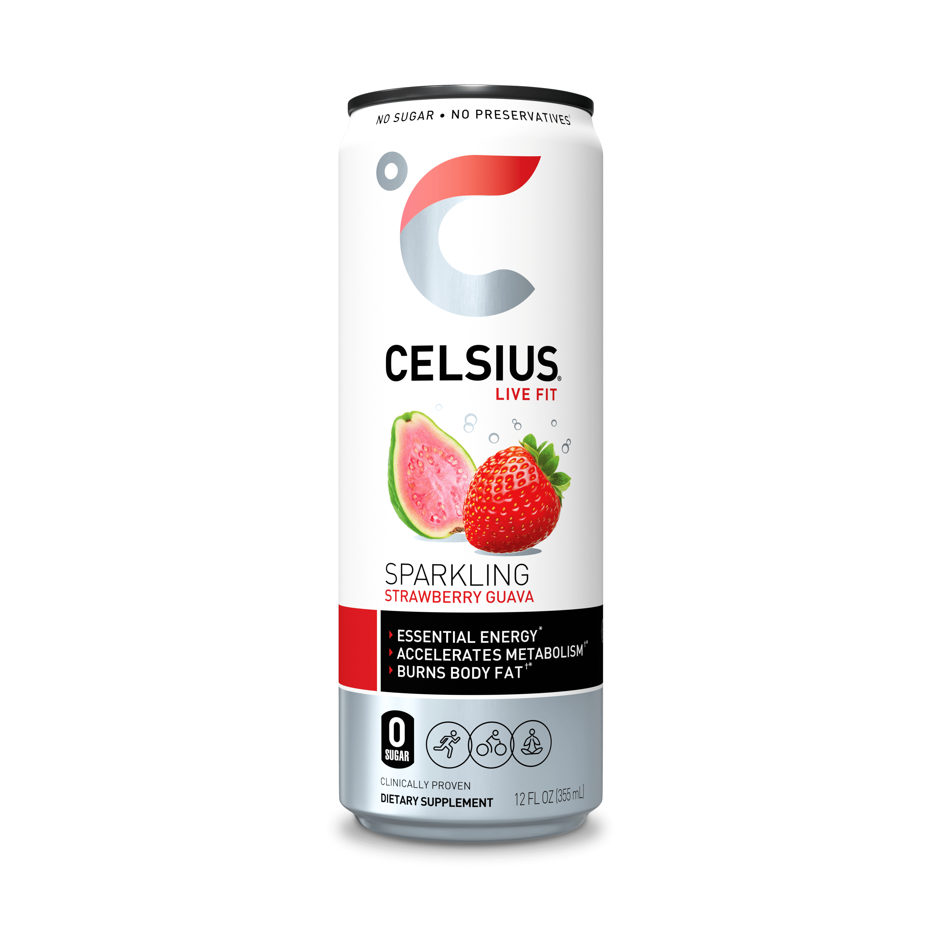 Celsius Sparkling Energy Drink No Sugar or Preservatives Strawberry Guava (12  Drinks, 12 Fl Oz. Each) - Walmart.com