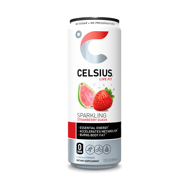 Celsius Sparkling Energy Drink No Sugar or Preservatives Strawberry