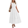 thumbnail image 1 of Vestido casual BTFBM para mujer, verano 2025, cuello en V y cintura elástica, 1 of 1
