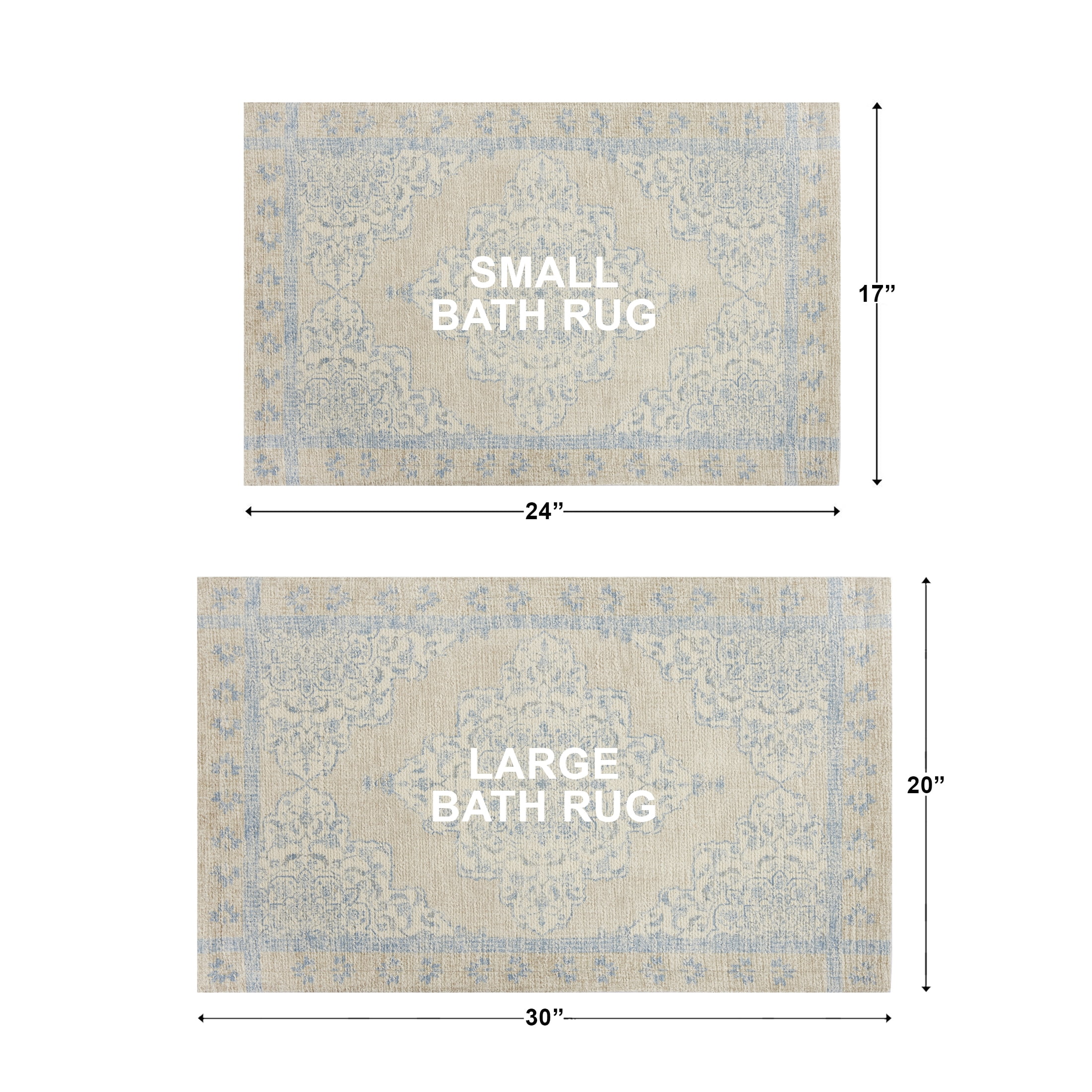 Better Homes & Gardens Beige Kaston Medallion 2-Piece Bath Rug Set, 17" x 24" & 20" x 30"