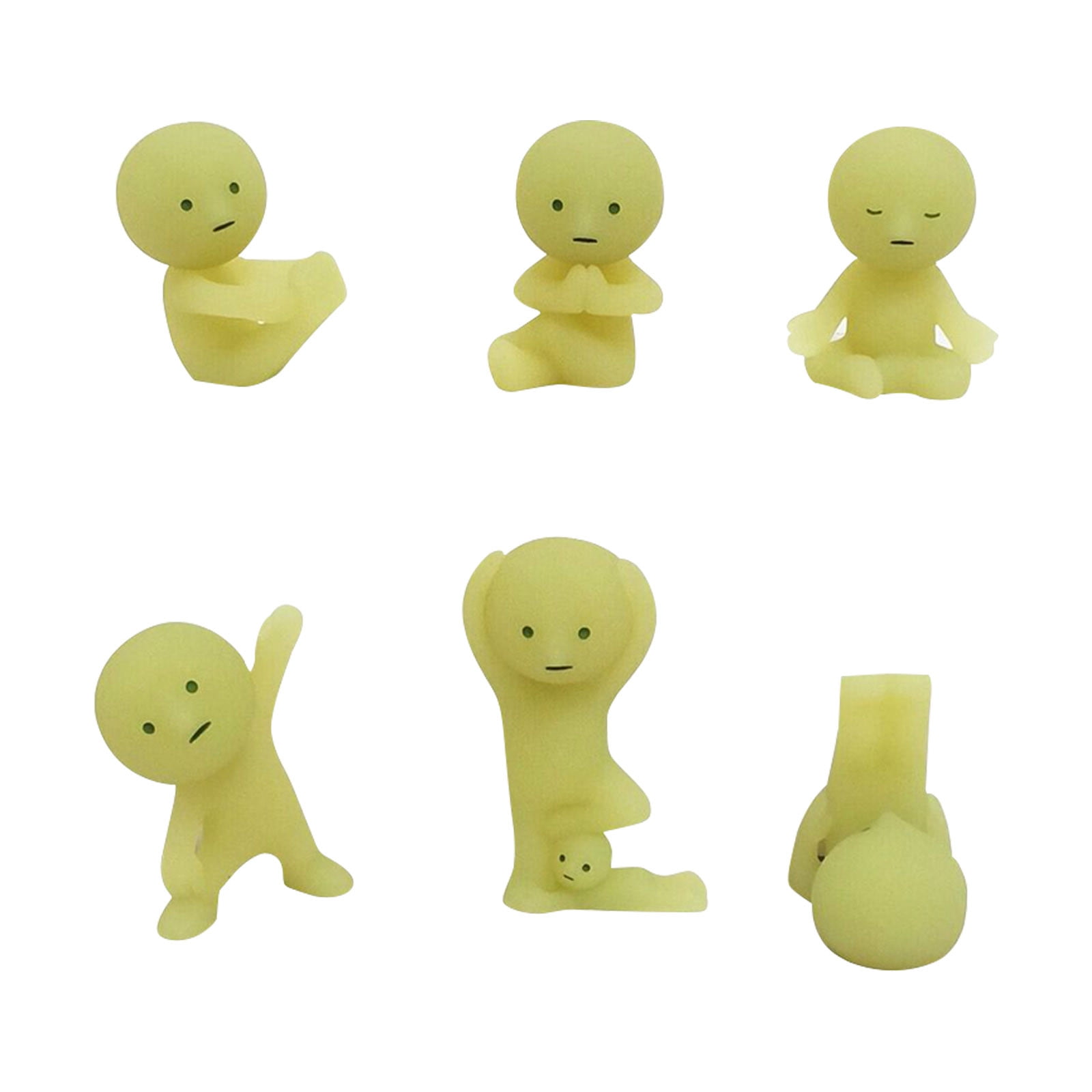 Smiski Glow in The Dark Mini Figure Set: Yoga Series, 6 Assorted