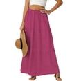 thumbnail image 2 of Tmtolofot Hollow Out Skirts for Women High Waisted Ruched Maxi Skirt Tummy Control Casual Long Skirts Fashion Trendy Outfits Spring Summer Beach Vacation Cover Ups Sun Dress|Pink|M, 2 of 8