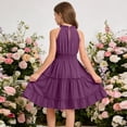 thumbnail image 3 of Lutiedan Girls Halter Neck Dress Sleeveless Ruffle Hem A-line Dress Knee Length Summer Elegant Swing Pleated Dress 5-14 Years, 3 of 7