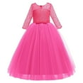 thumbnail image 2 of Flower Girl Dress Toddler Lace 3/4 Sleeves Floor Length Dress Kids Formal Dresses for Girls Kid Dresses for Girls 5-6 Years, 2 of 5