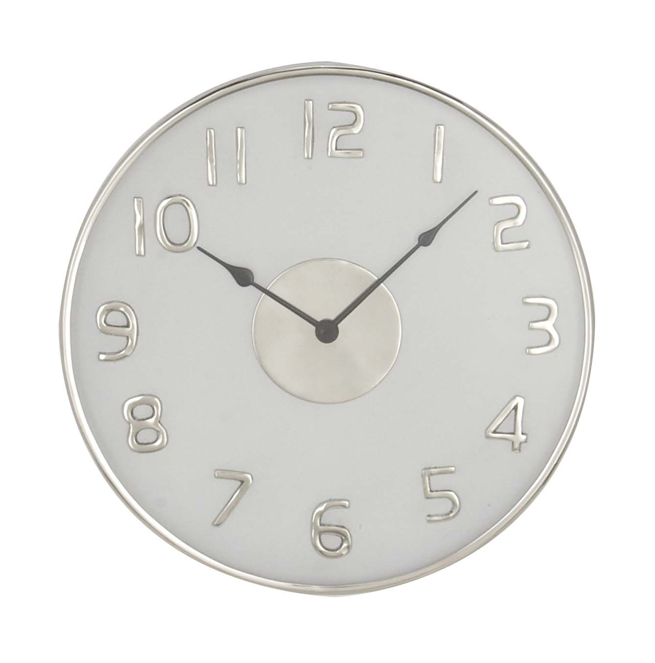 Decmode 18 Inch Modern Round White Stainless Steel Wall Clock, Silver
