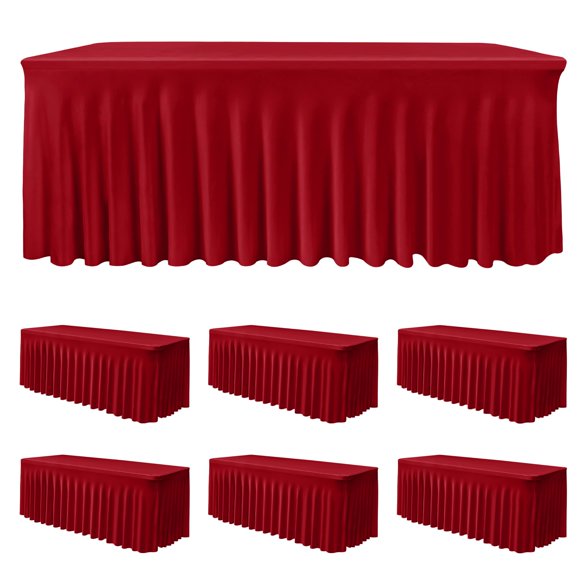 Mesa Table Skirt HolidayIdeas, paquete de 6 unidades, spandex rojo, 183 cm