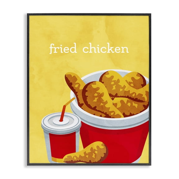 Stupell Industries Eclectic Chicken Bucket Takeout Black Framed Giclee Art, 11 x 14, by Kim Allen