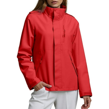 Arlun Oversized Lightweight Comfort Unisex Jackets Windproof Zipper up Long Sleeve Outdoor Stylish Warm Coat Fall Winter Hoodies for Couples Everyday Wear Red XXXXL