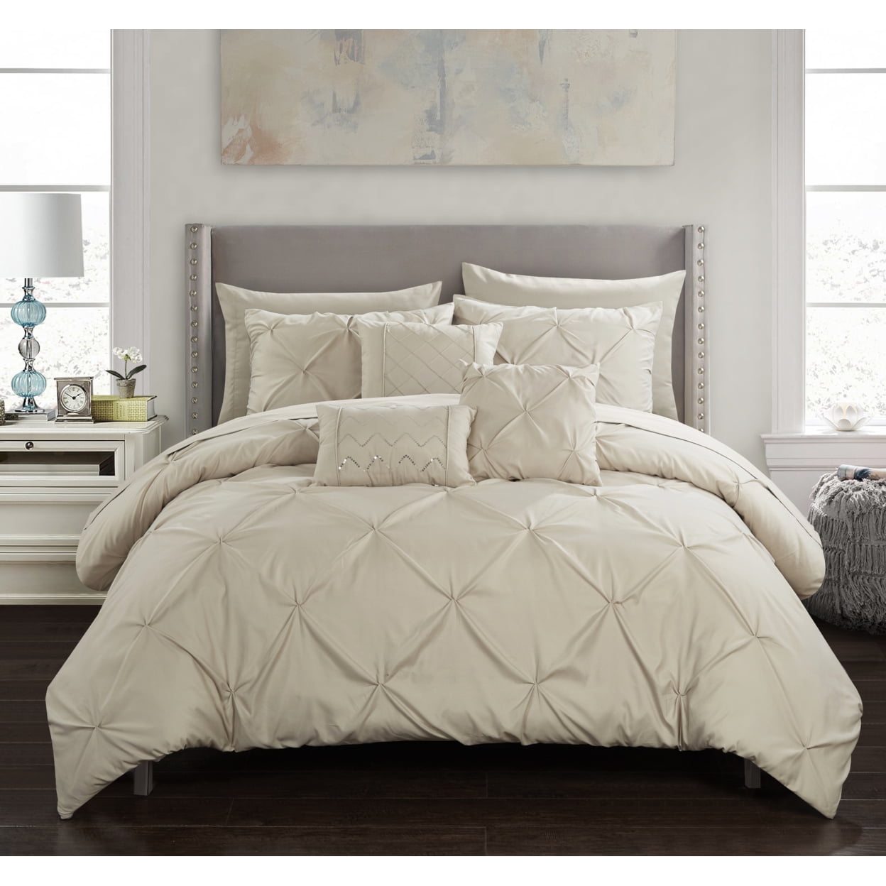 Alvatore Pinch Pleated Bed in a Bag Comforter Set