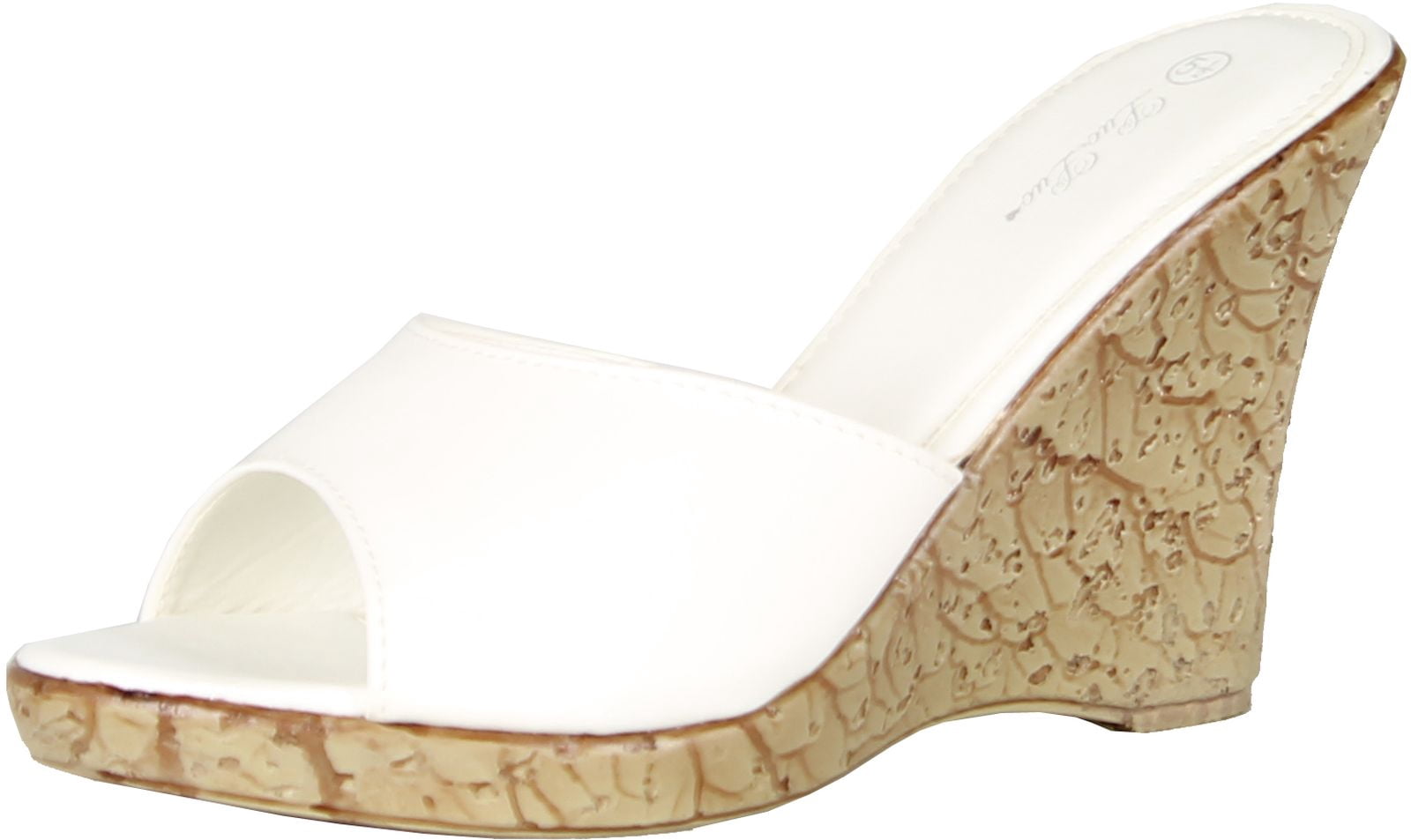 ladies white wedge mules