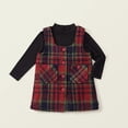 thumbnail image 1 of YUNAFFT Robe à Carreaux pour Filles Superposée Matelassée Sans Manches à Col Rond Tablier et Haut Uni à Manches Longues Ensemble 2 Pcs Tenue d'Hiver Classique Décontractée, 1 of 8