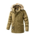 thumbnail image 2 of Nebwoak Mens Winter Coats with Faux Fur Hood- Warm Parka Coat Casual Full Zip Heavyweight Puffer Jacket Khaki Size 4XL, 2 of 7