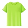 thumbnail image 3 of LIIPEE Girls Boys T-Shirts Summer Solid Color Mesh Short Sleeve Plain Round Neck Tshirts With Pocket Baby Leisure Sports Tee Shirts,Light Green,9-10 Years, 3 of 5