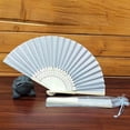 thumbnail image 3 of Mistaha 21CM fan + organza bag multi-color solid color wedding cloth fan bamboo bone silk, 3 of 7