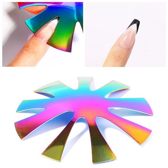 French Nail Mold Plate, Iridescent - V‑Shaped Triangle Nail Cutter for French Manicure, Nail Tools Easter Mother'S Day Nail