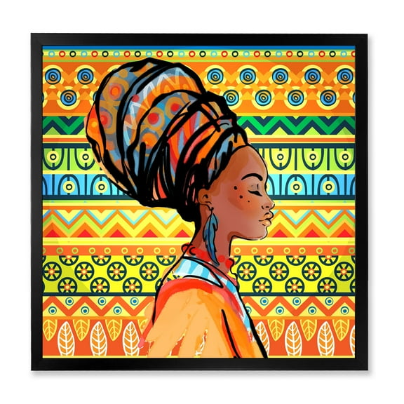 Designart 'African American Woman Portrait with Turban III' Modern Framed Art Print