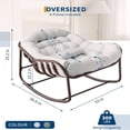 thumbnail image 2 of Bingirl Outdoor Rocking Chair Oversized Rattan Lounge Chair with Cushions and Metal Frame for Balcony Backyard Porch Bedroom White, 2 of 6