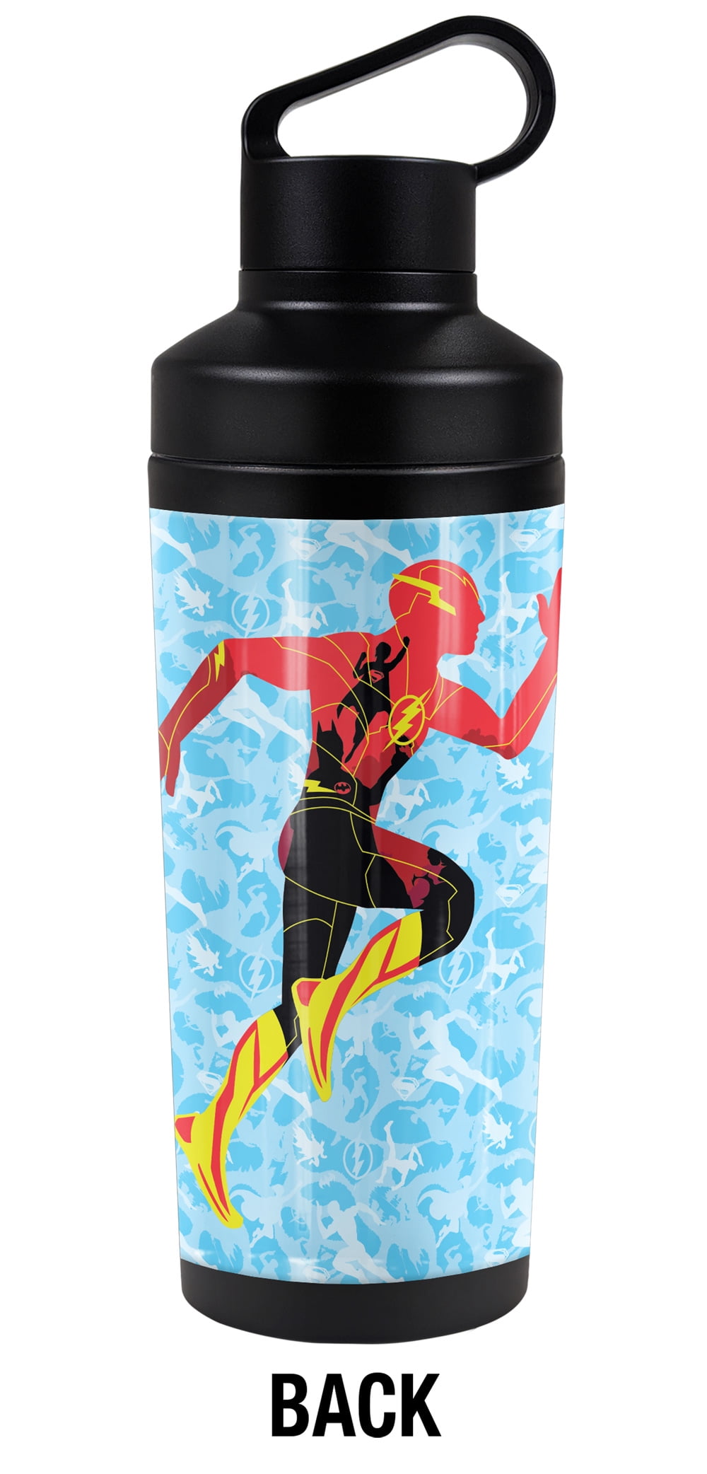 The Flash Official Batman Supergirl Silhouette 18 oz Insulated Water Bottle, Leak Resistant, Vacuum Insulated Stainless Steel with 2-in-1 Loop Cap