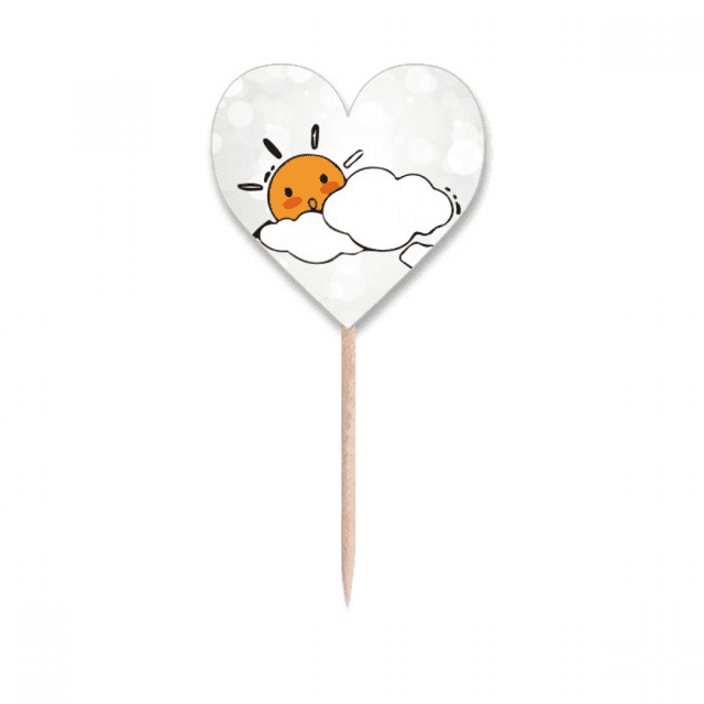Clima sol ilustracion modelo nube Etiqueta del corazón de la bandera del palillo de dientes